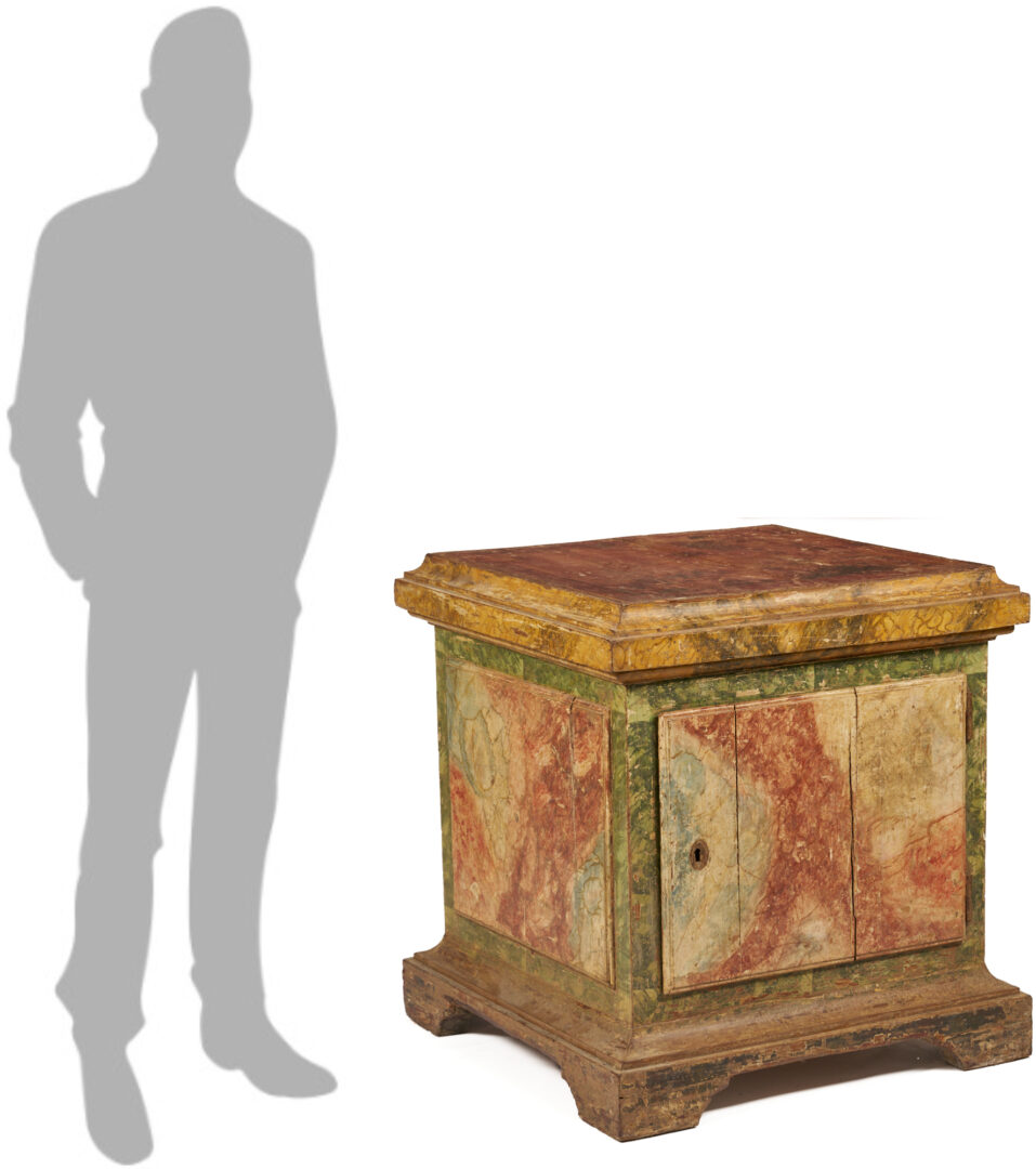 Lot 275: Italian Faux Marble Painted Pedestal Cabinet