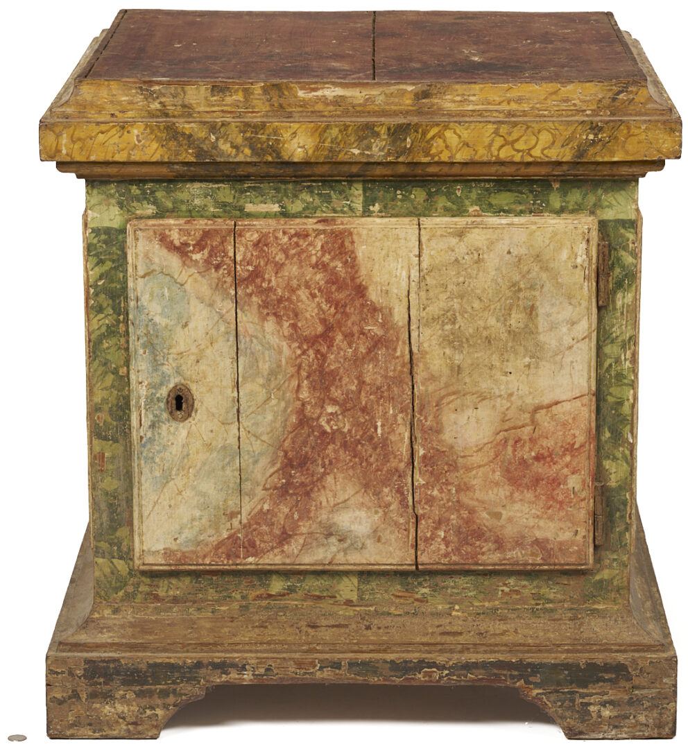 Lot 275: Italian Faux Marble Painted Pedestal Cabinet