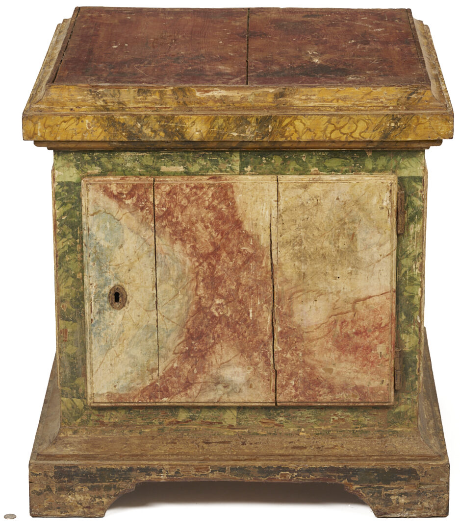 Lot 275: Italian Faux Marble Painted Pedestal Cabinet