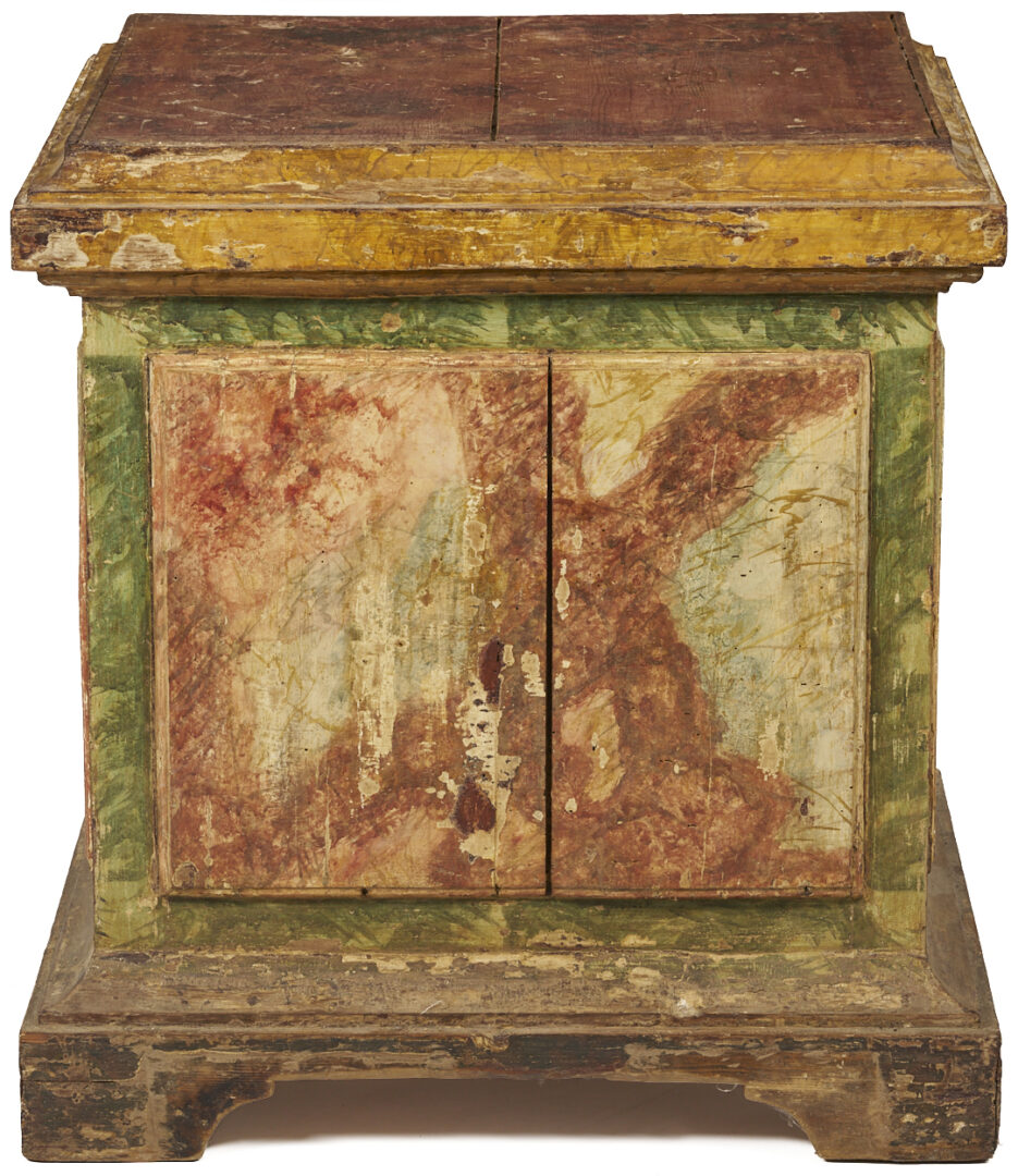 Lot 275: Italian Faux Marble Painted Pedestal Cabinet