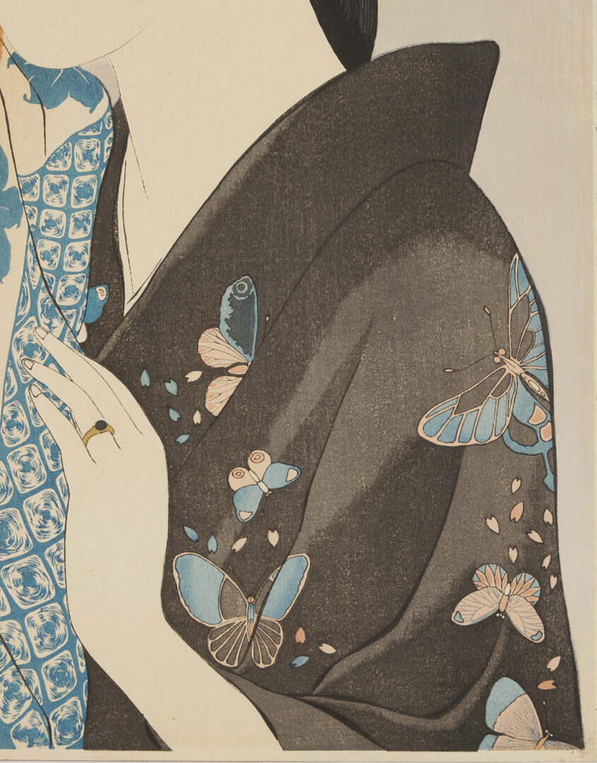 Lot 27: Hashiguchi Goyo Japanese Shin Hanga Woodblock Print, Woman with a Towel