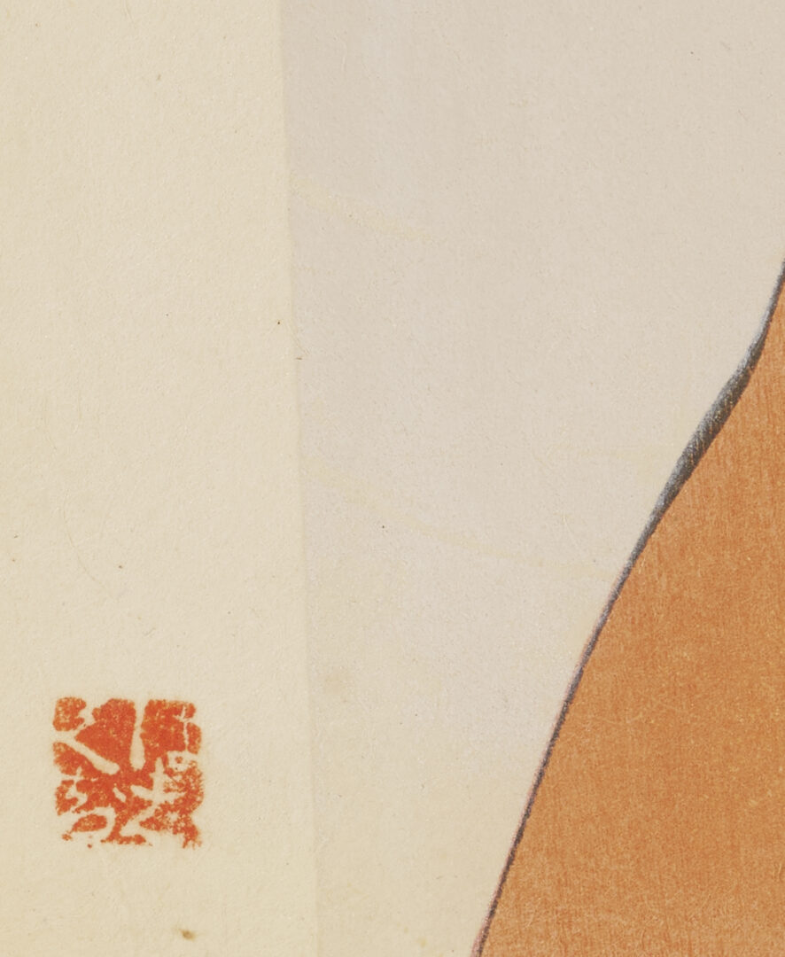 Lot 27: Hashiguchi Goyo Japanese Shin Hanga Woodblock Print, Woman with a Towel