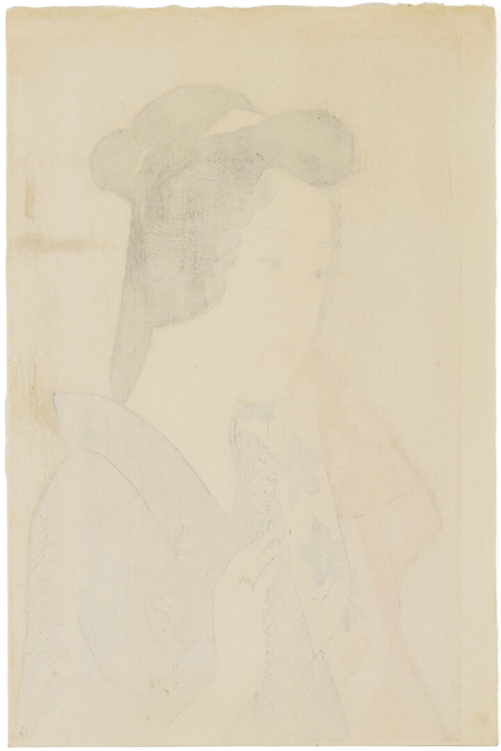 Lot 27: Hashiguchi Goyo Japanese Shin Hanga Woodblock Print, Woman with a Towel