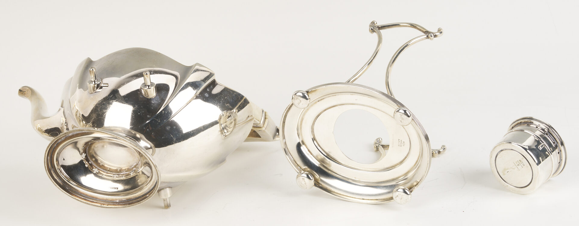 Lot 284: 6 Pc. Gorham Plymouth Sterling Tea Set & S/P tray