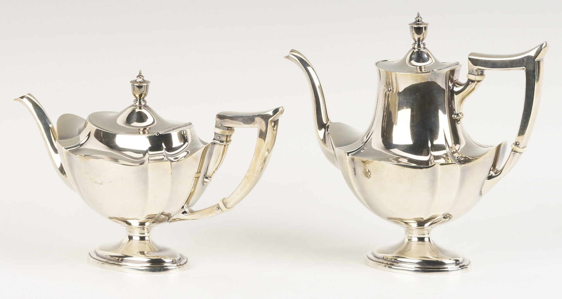Lot 284: 6 Pc. Gorham Plymouth Sterling Tea Set & S/P tray