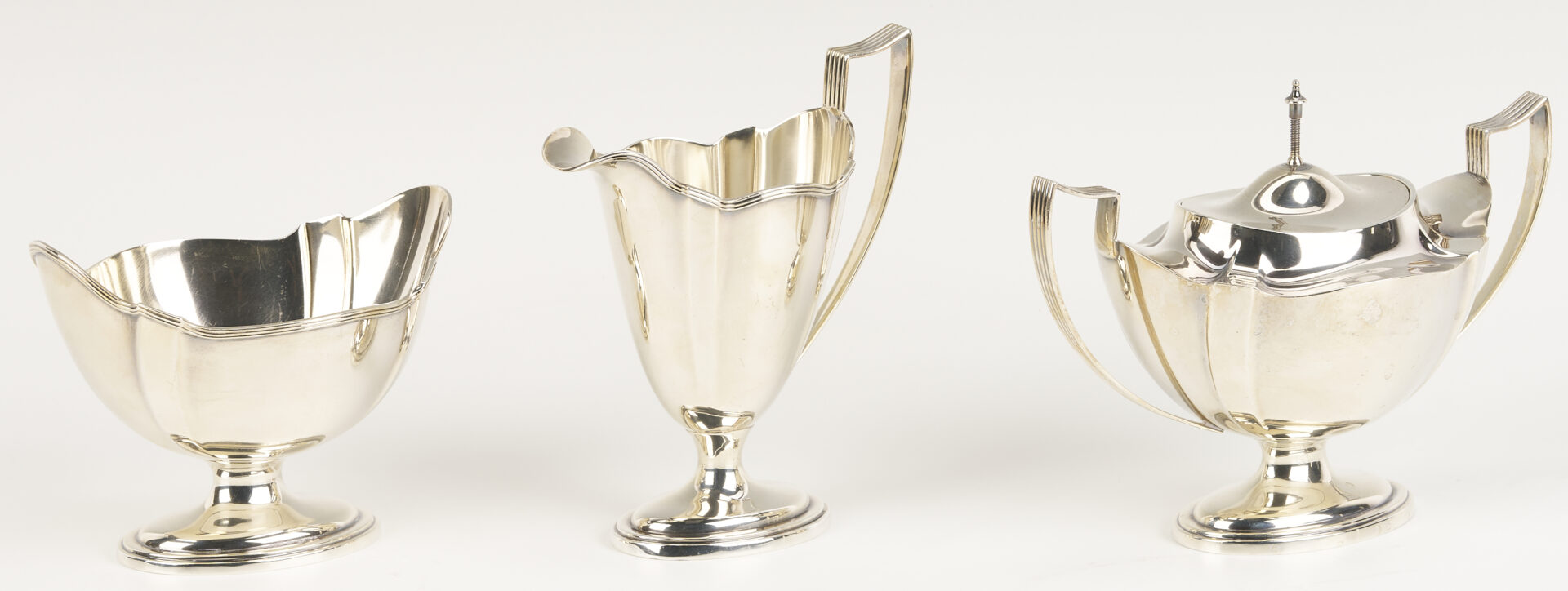 Lot 284: 6 Pc. Gorham Plymouth Sterling Tea Set & S/P tray