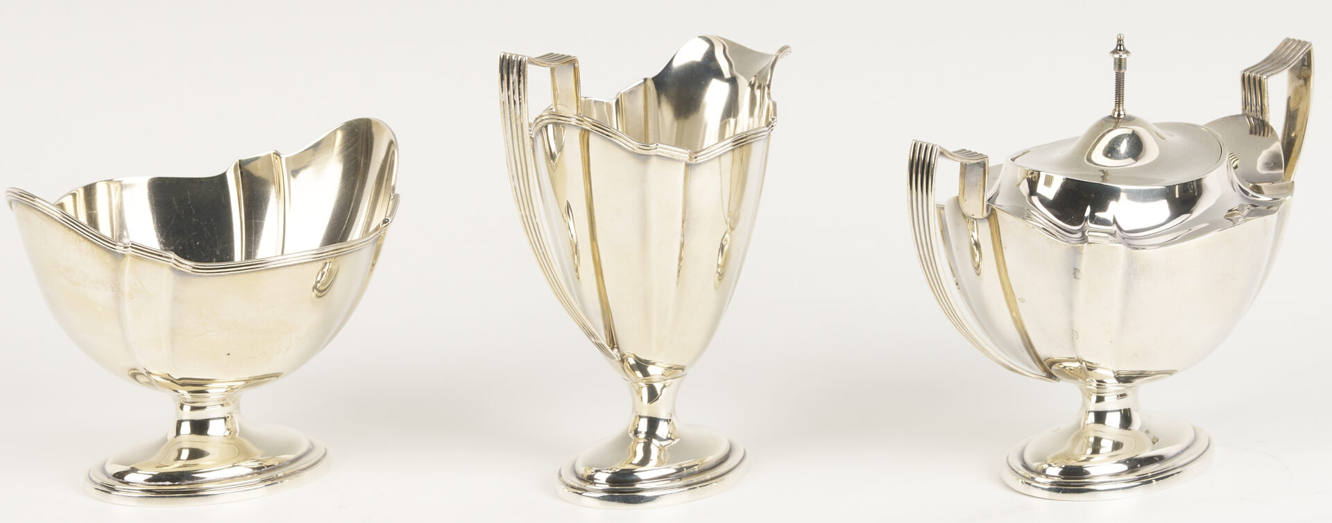 Lot 284: 6 Pc. Gorham Plymouth Sterling Tea Set & S/P tray