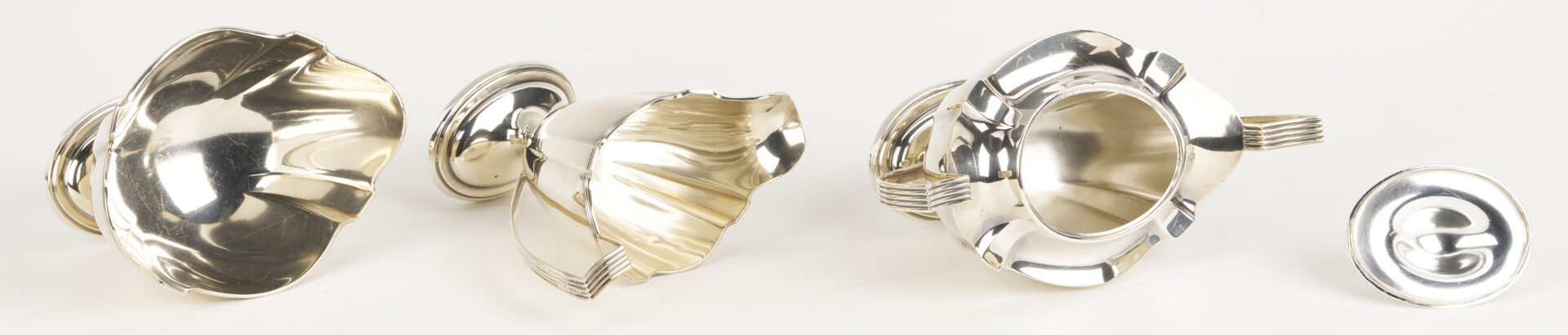 Lot 284: 6 Pc. Gorham Plymouth Sterling Tea Set & S/P tray