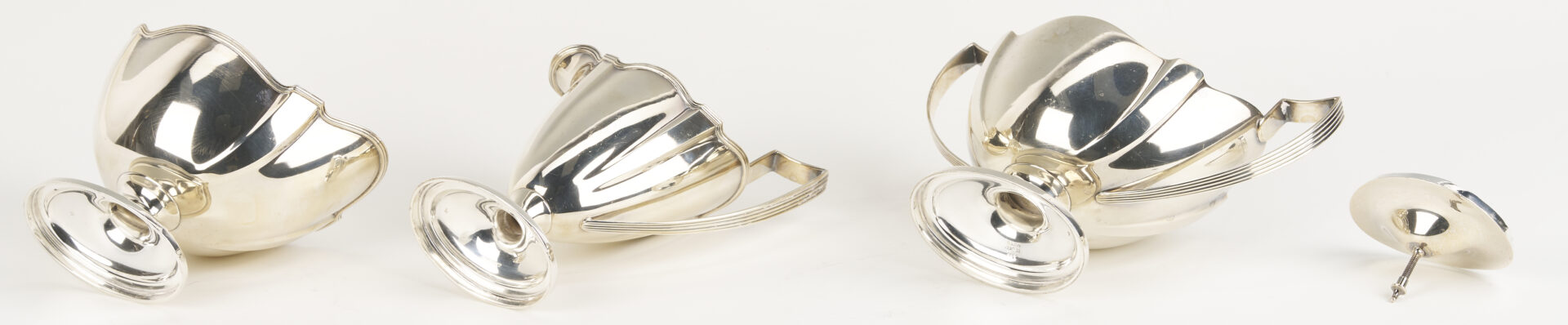 Lot 284: 6 Pc. Gorham Plymouth Sterling Tea Set & S/P tray