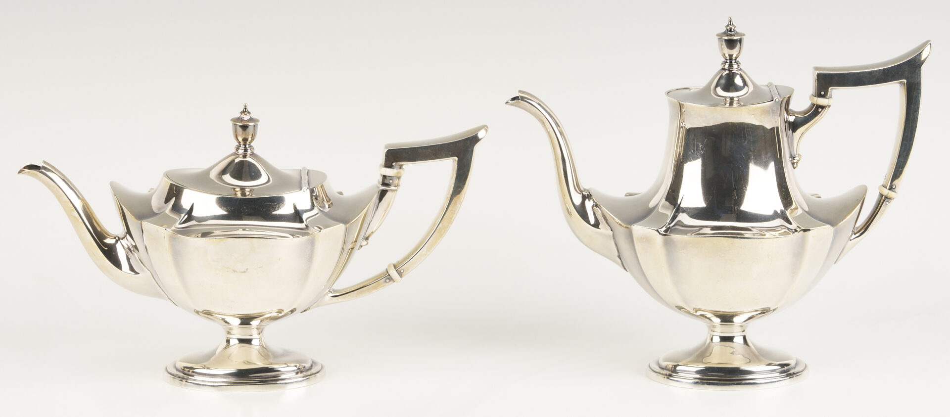 Lot 284: 6 Pc. Gorham Plymouth Sterling Tea Set & S/P tray