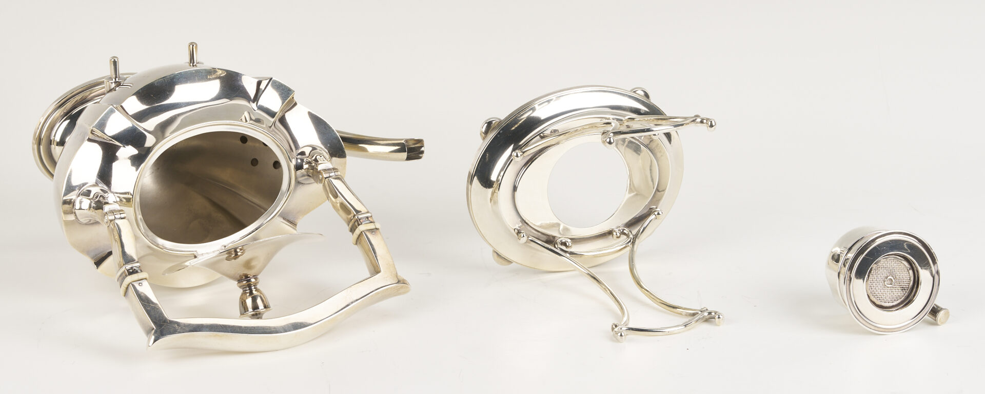 Lot 284: 6 Pc. Gorham Plymouth Sterling Tea Set & S/P tray