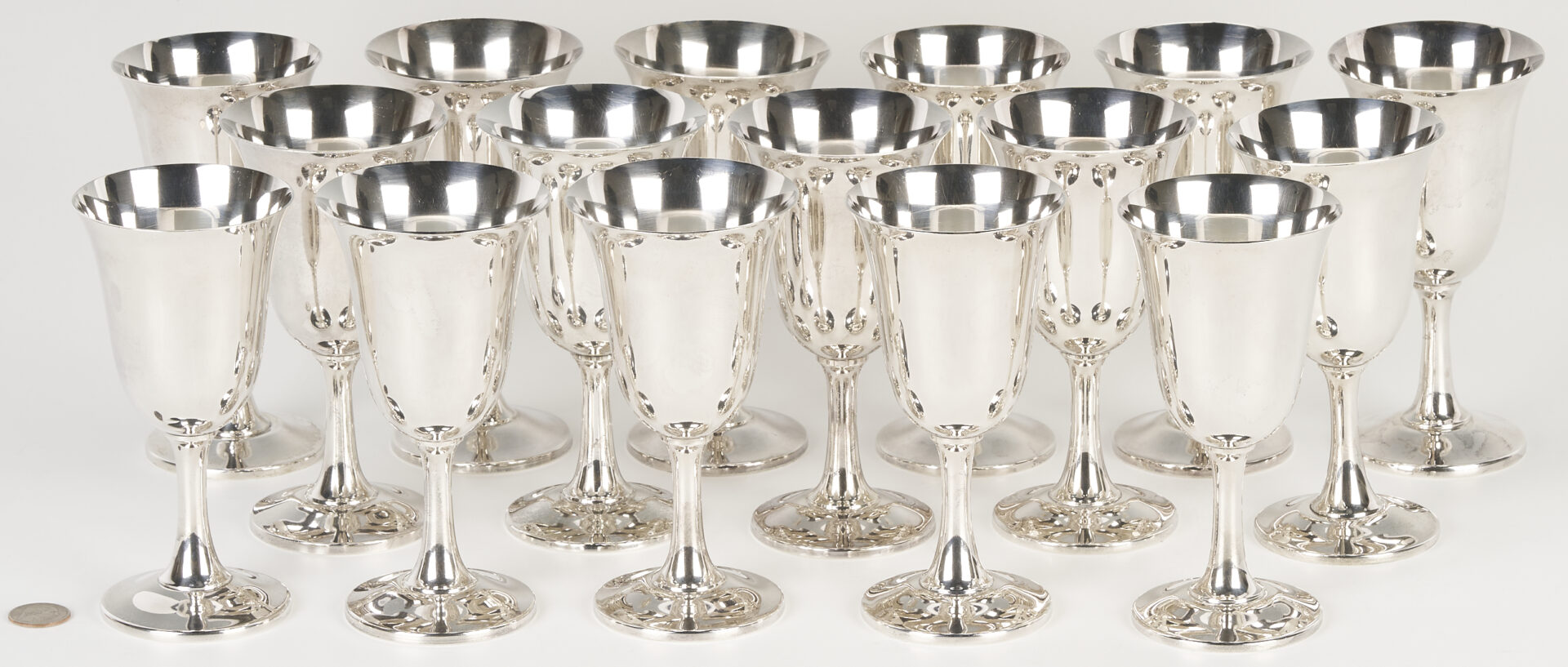 Lot 285: Set of 16 Wallace Sterling Silver Goblets