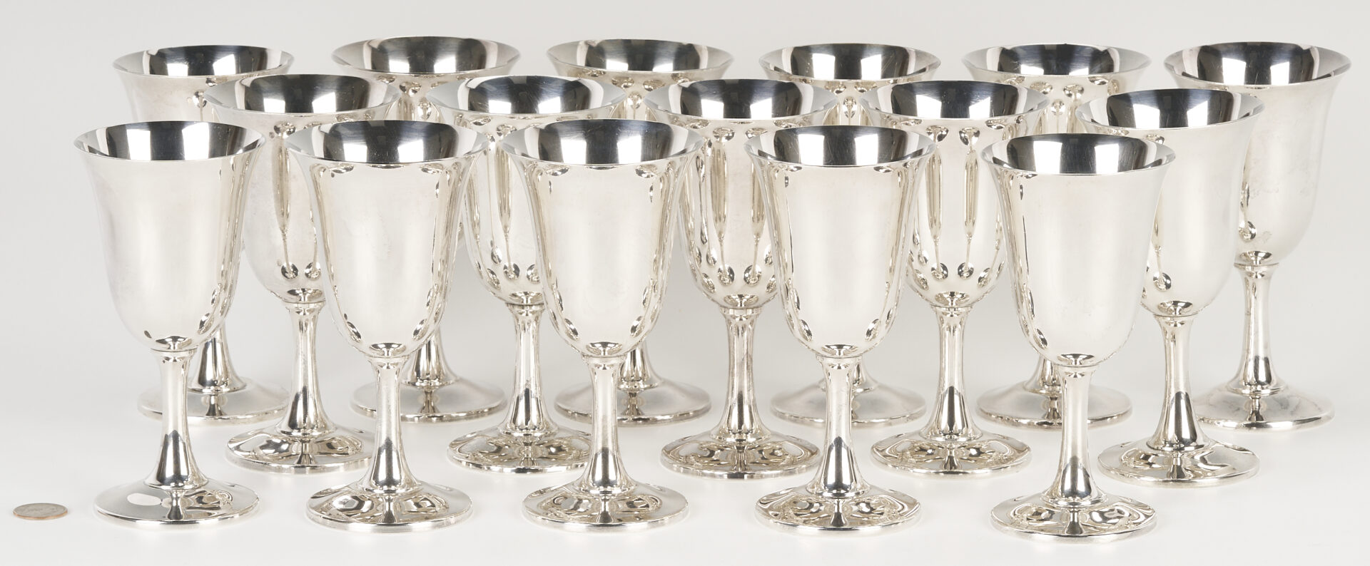 Lot 285: Set of 16 Wallace Sterling Silver Goblets