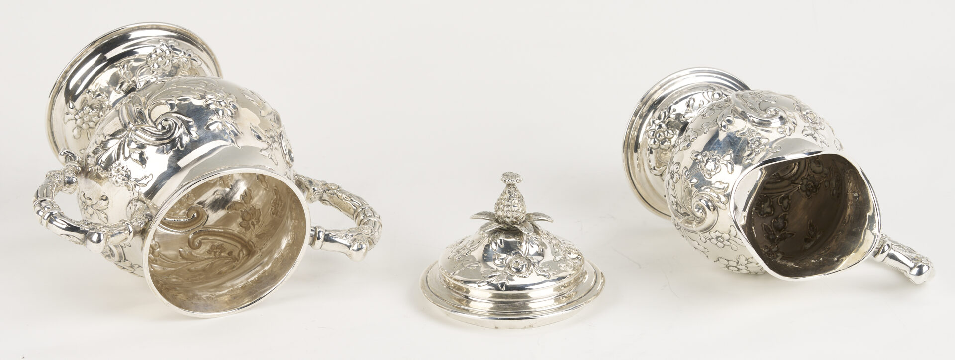 Lot 288: 3 Pc A.G. Schulz & Co Sterling Repousse Tea Set
