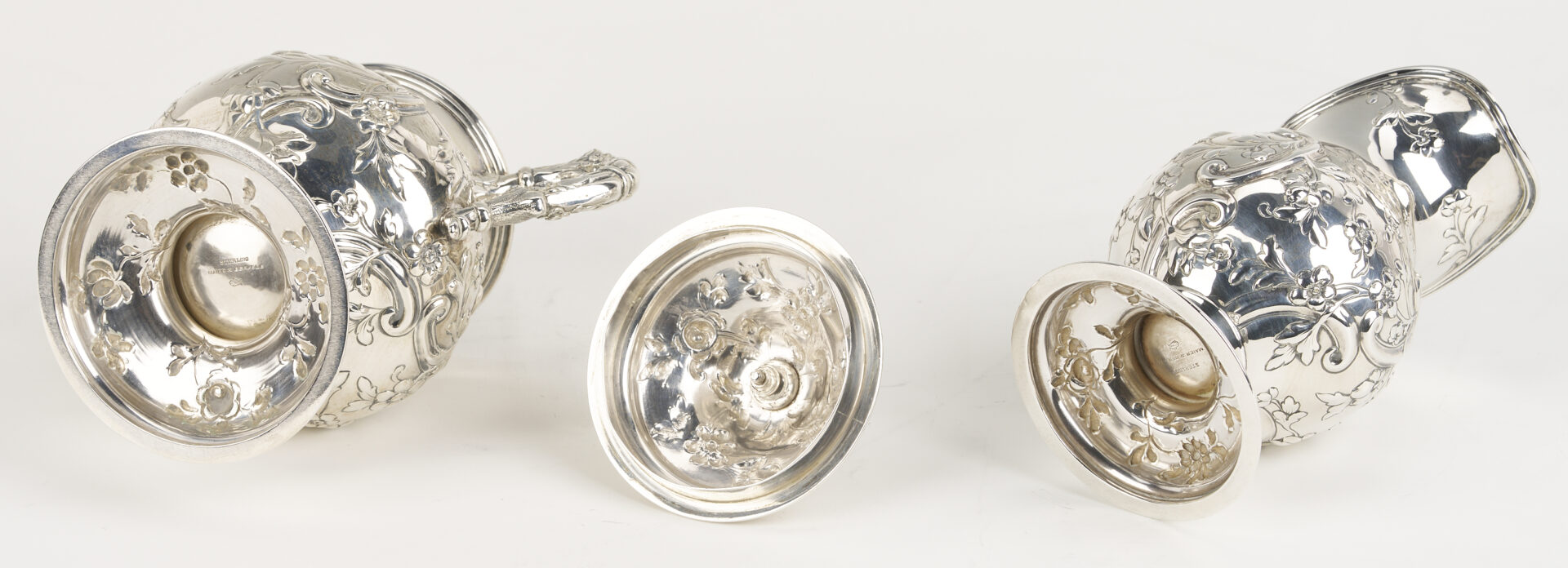 Lot 288: 3 Pc A.G. Schulz & Co Sterling Repousse Tea Set