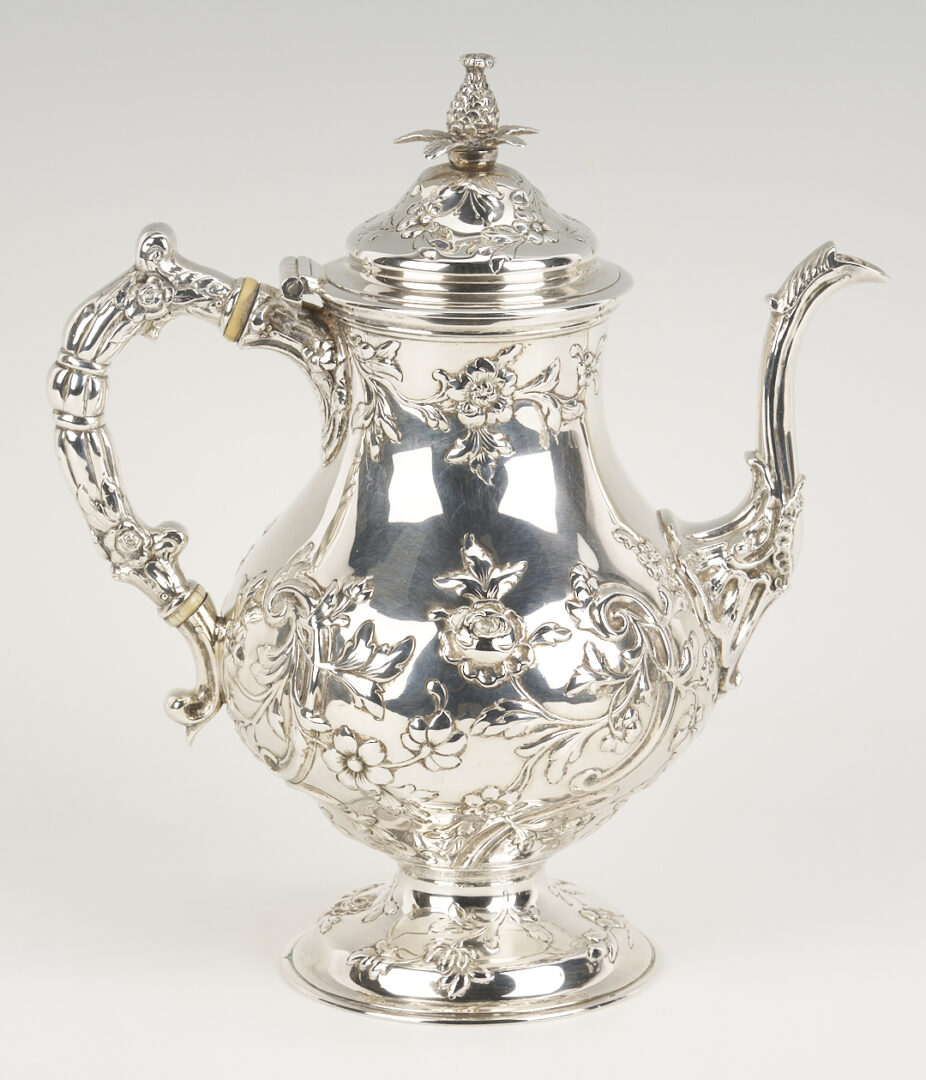 Lot 288: 3 Pc A.G. Schulz & Co Sterling Repousse Tea Set