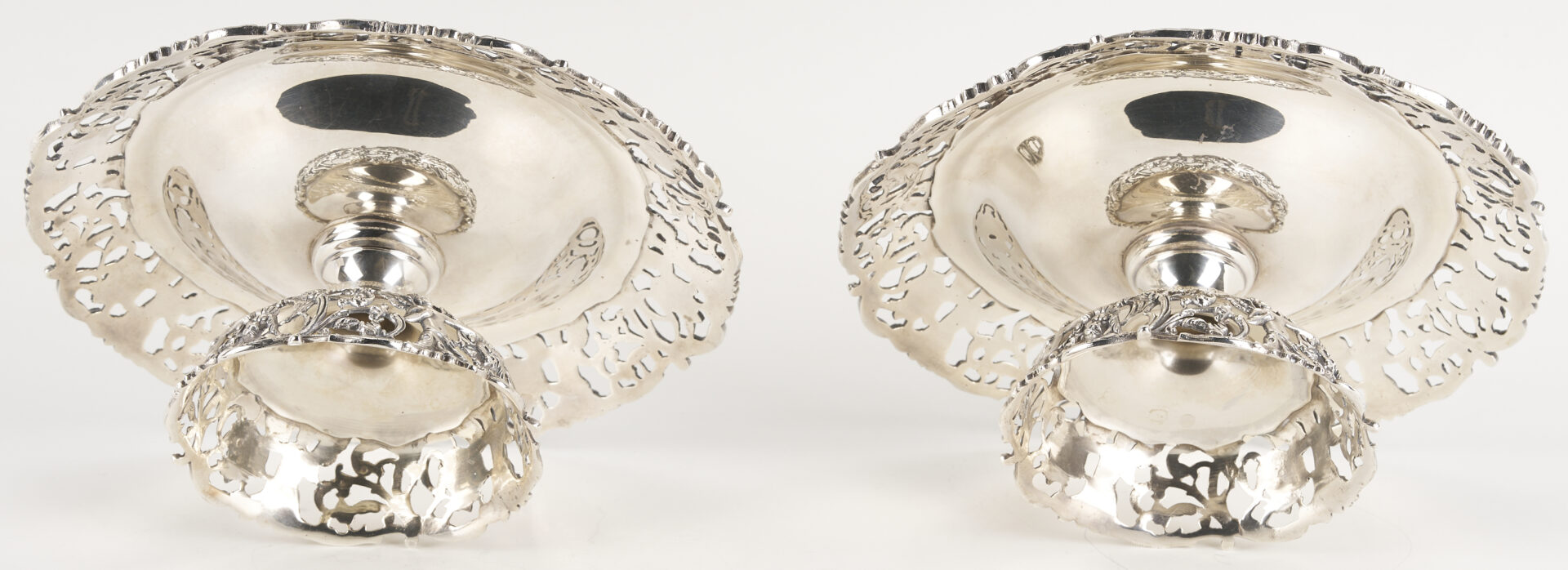 Lot 293: Pair of Durham Sterling Silver Tazzas