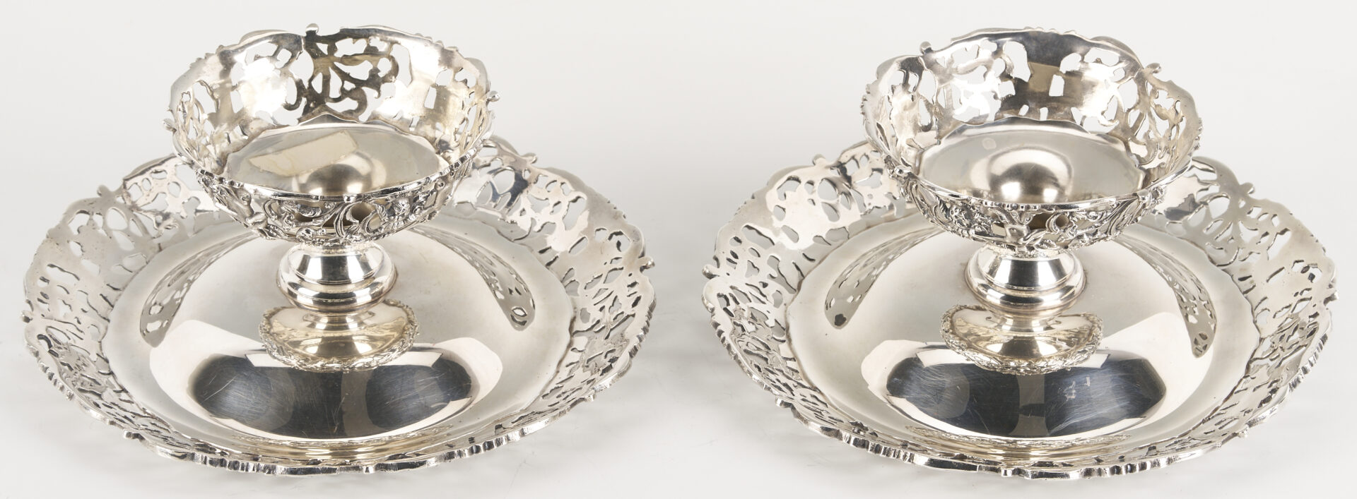 Lot 293: Pair of Durham Sterling Silver Tazzas