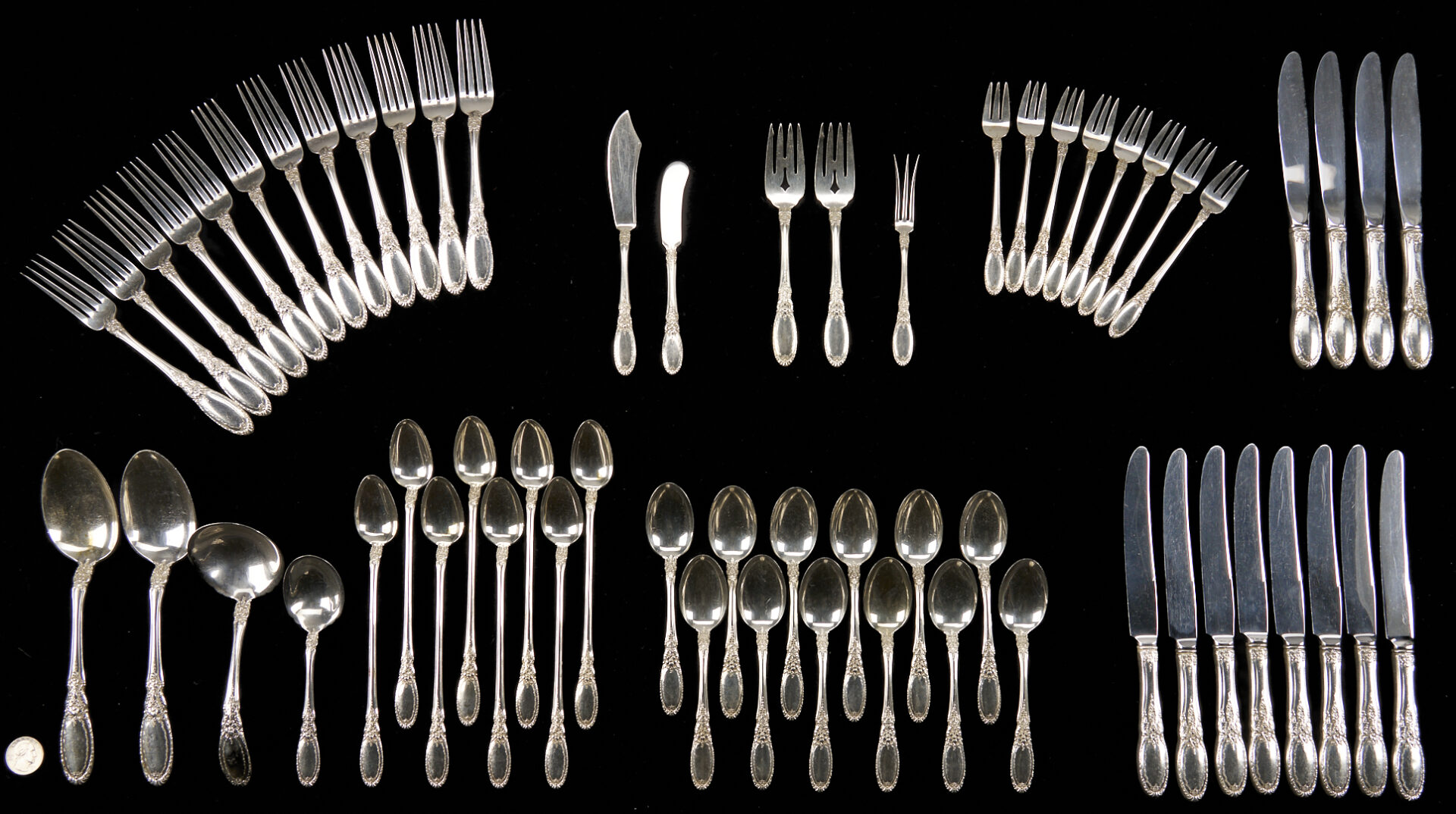 Lot 295: 61 pcs. Towle Old Mirror Sterling Flatware