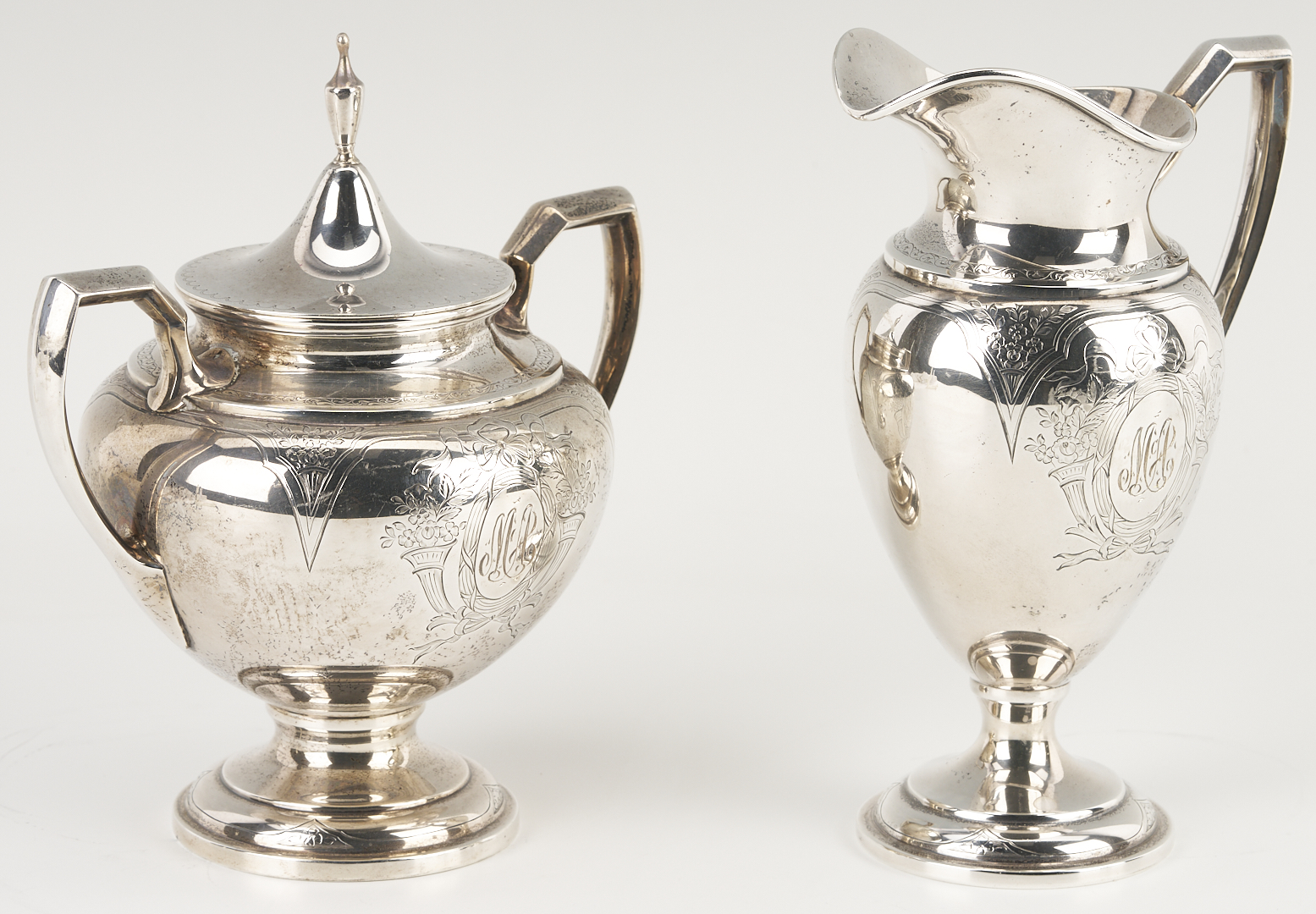 Lot 296: International Sterling 4 pc Tea Set and S/P Gallery Tray