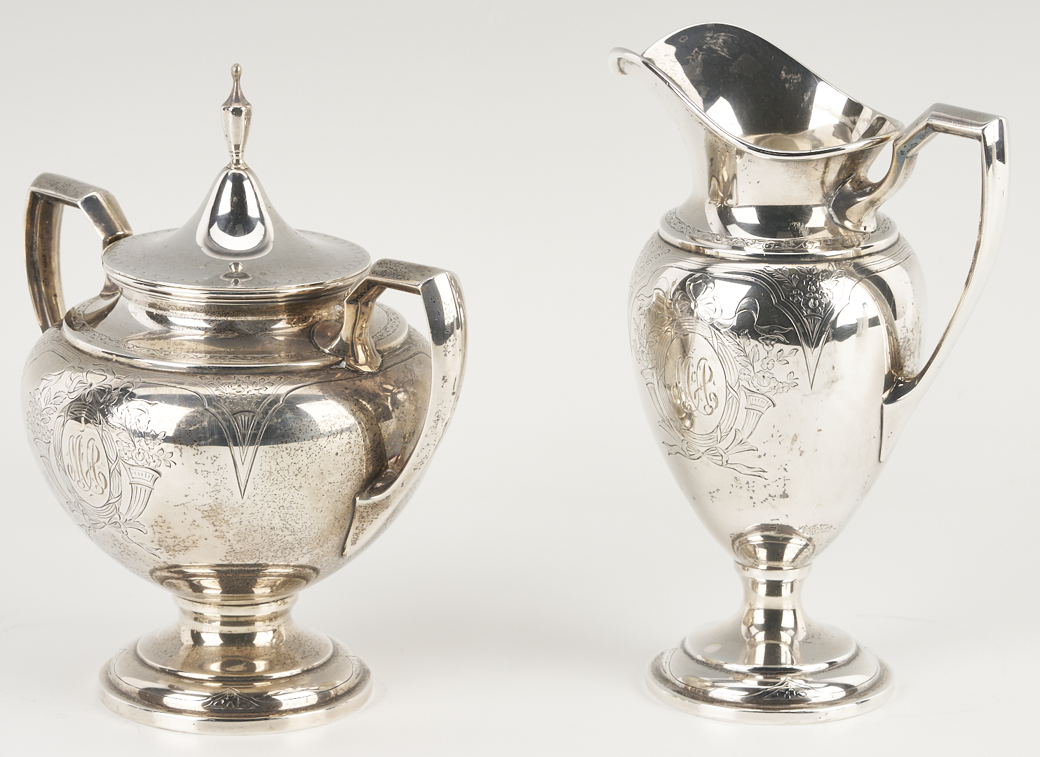 Lot 296: International Sterling 4 pc Tea Set and S/P Gallery Tray