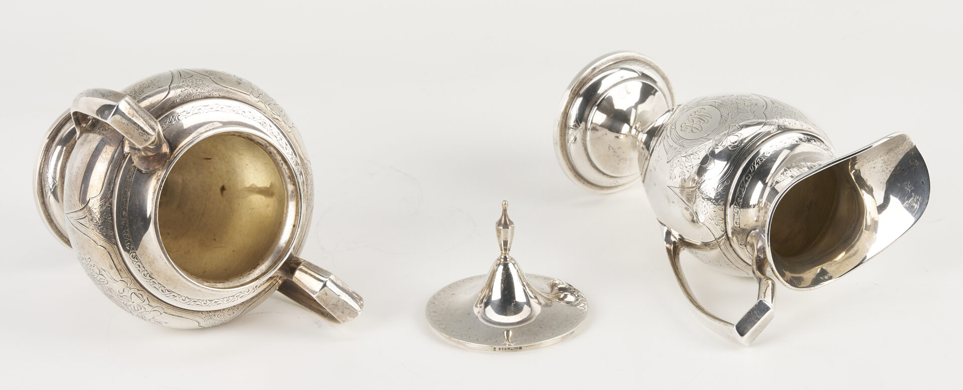 Lot 296: International Sterling 4 pc Tea Set and S/P Gallery Tray