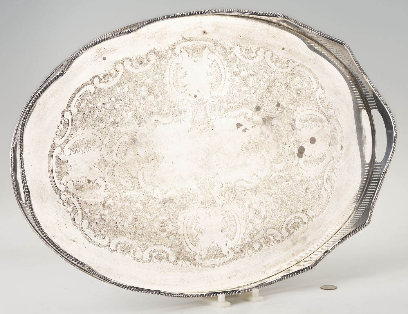 Lot 296: International Sterling 4 pc Tea Set and S/P Gallery Tray