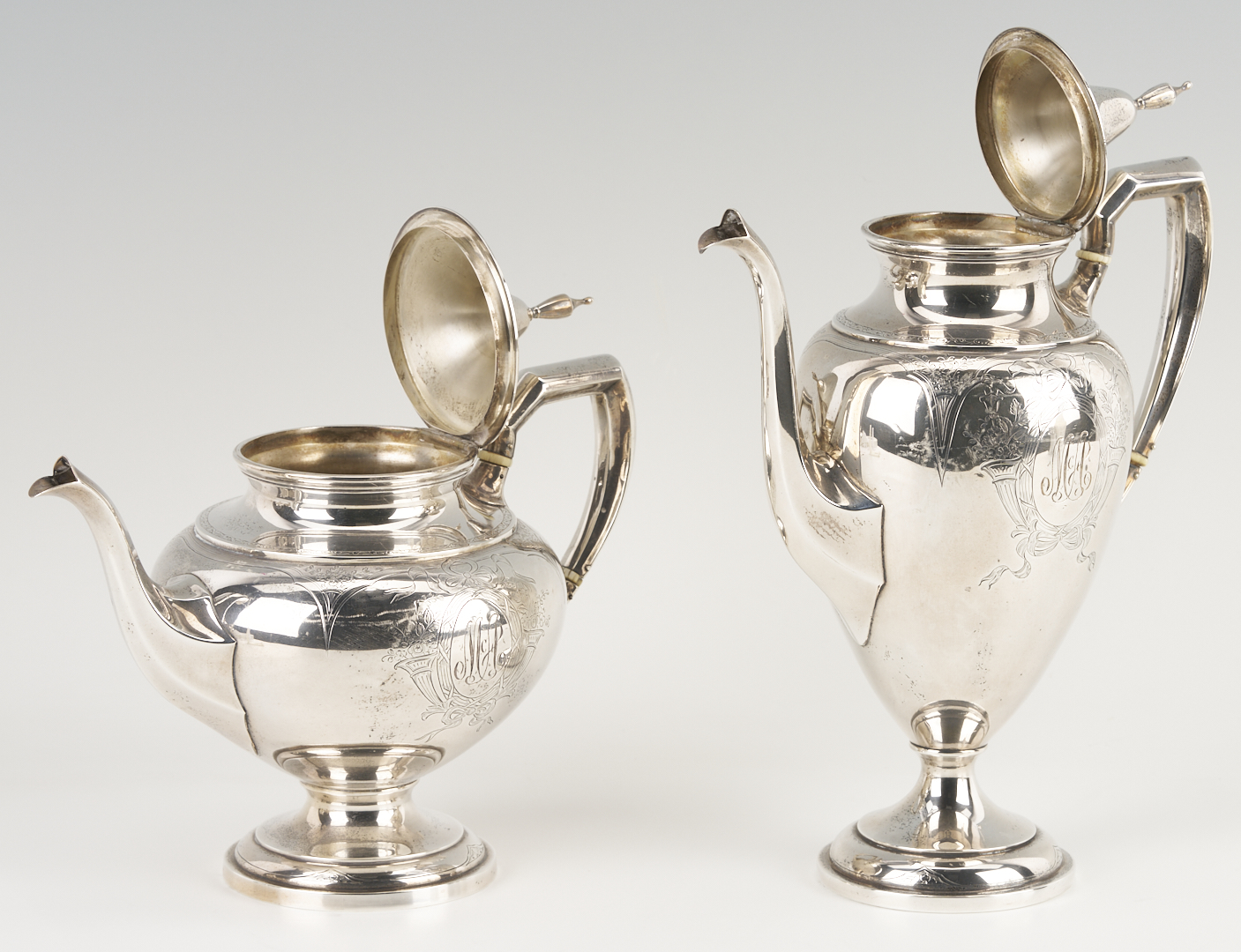 Lot 296: International Sterling 4 pc Tea Set and S/P Gallery Tray