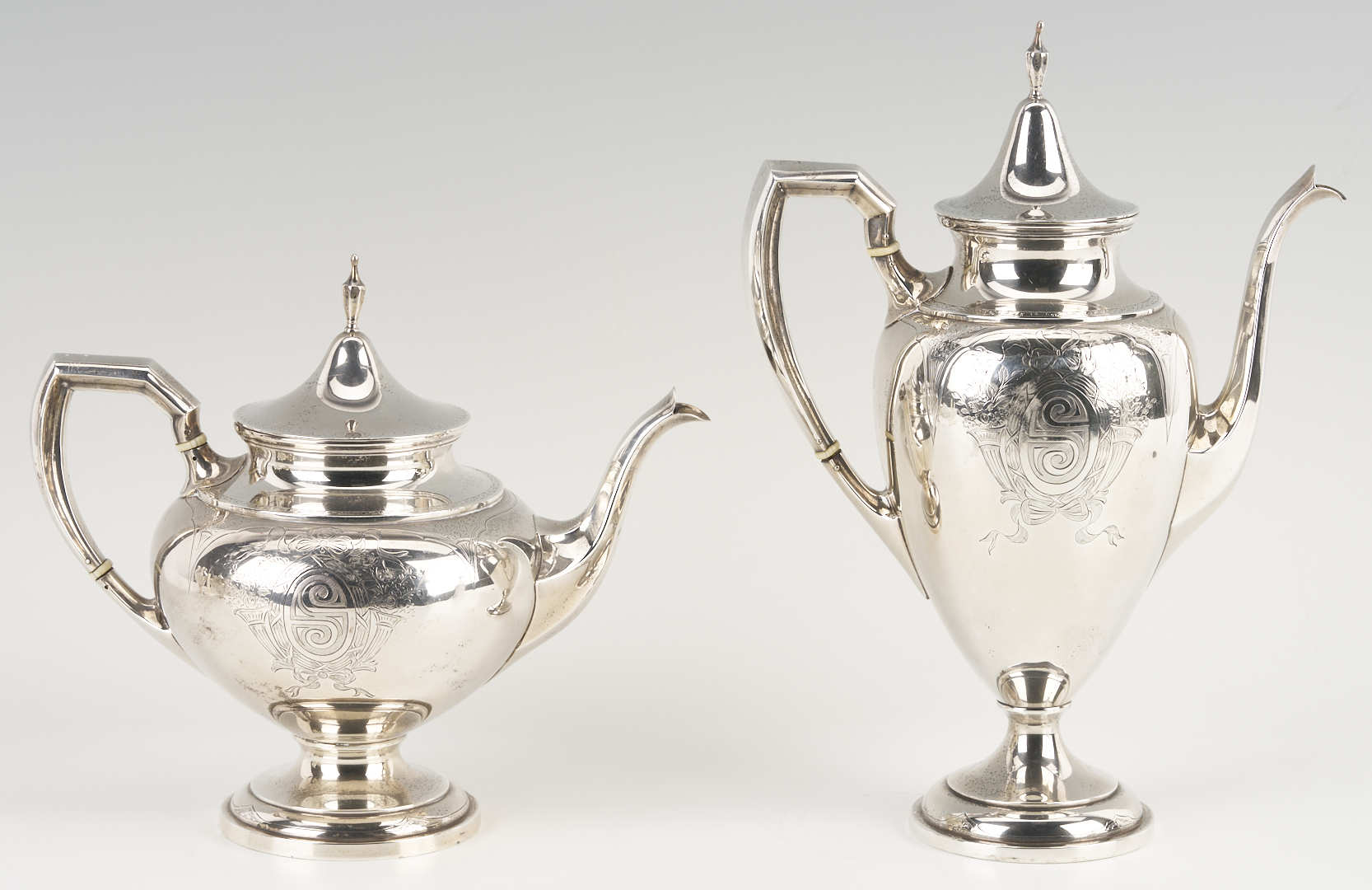 Lot 296: International Sterling 4 pc Tea Set and S/P Gallery Tray