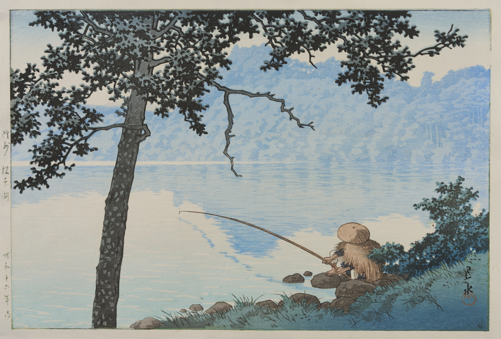 Lot 29: Hasui Japanese Woodblock Print, Lake Matsubara in Shinano Province