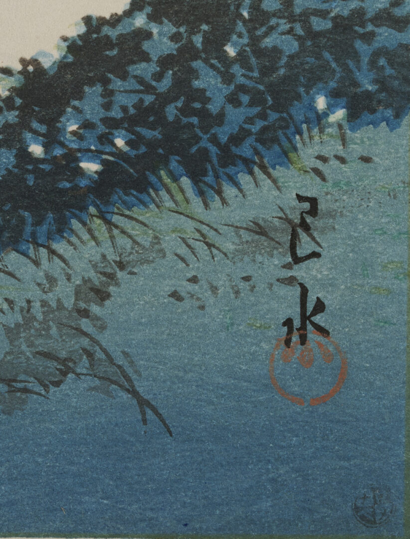 Lot 29: Hasui Japanese Woodblock Print, Lake Matsubara in Shinano Province