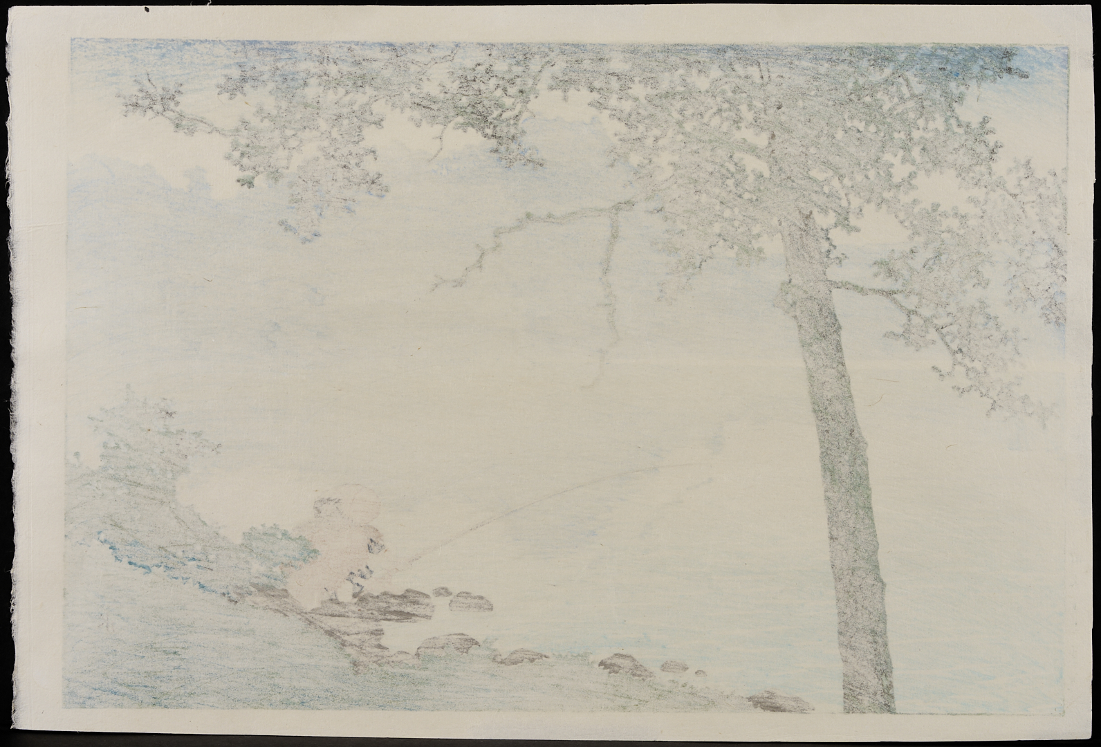 Lot 29: Hasui Japanese Woodblock Print, Lake Matsubara in Shinano Province