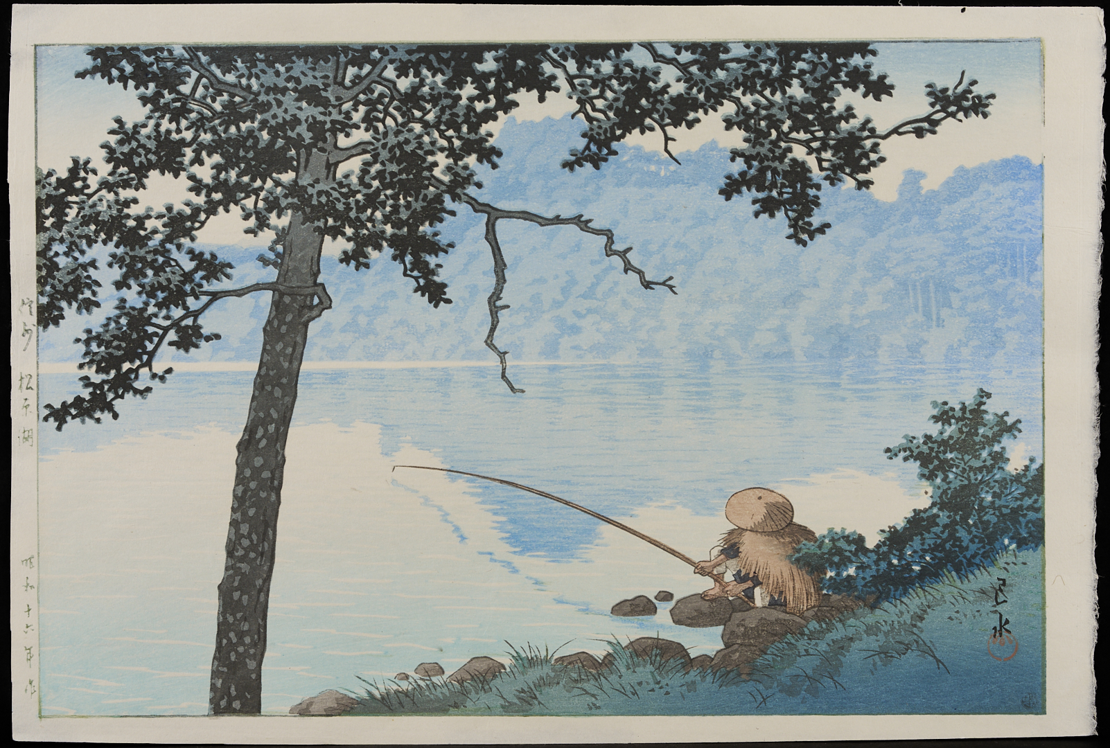 Lot 29: Hasui Japanese Woodblock Print, Lake Matsubara in Shinano Province