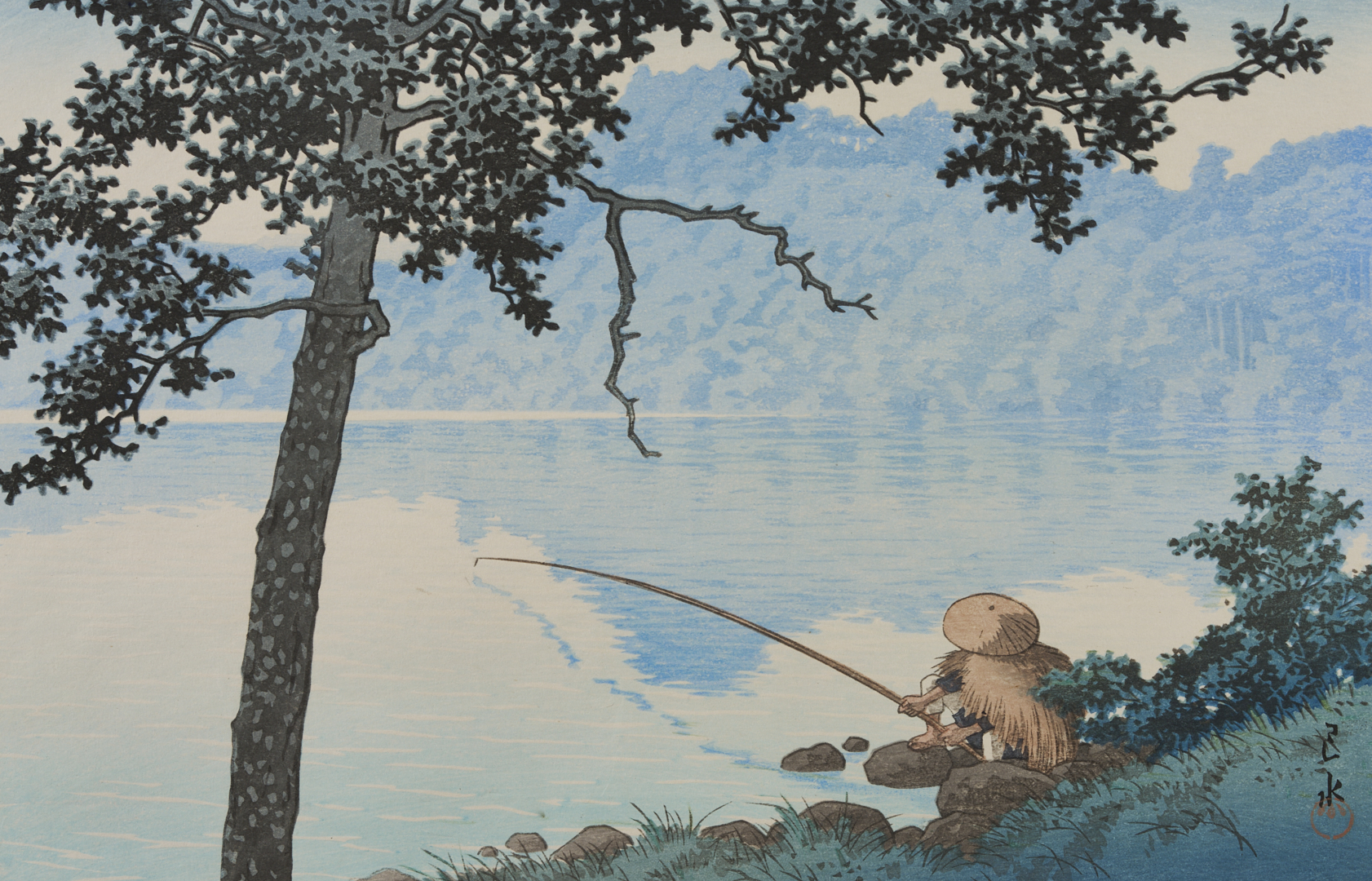 Lot 29: Hasui Japanese Woodblock Print, Lake Matsubara in Shinano Province