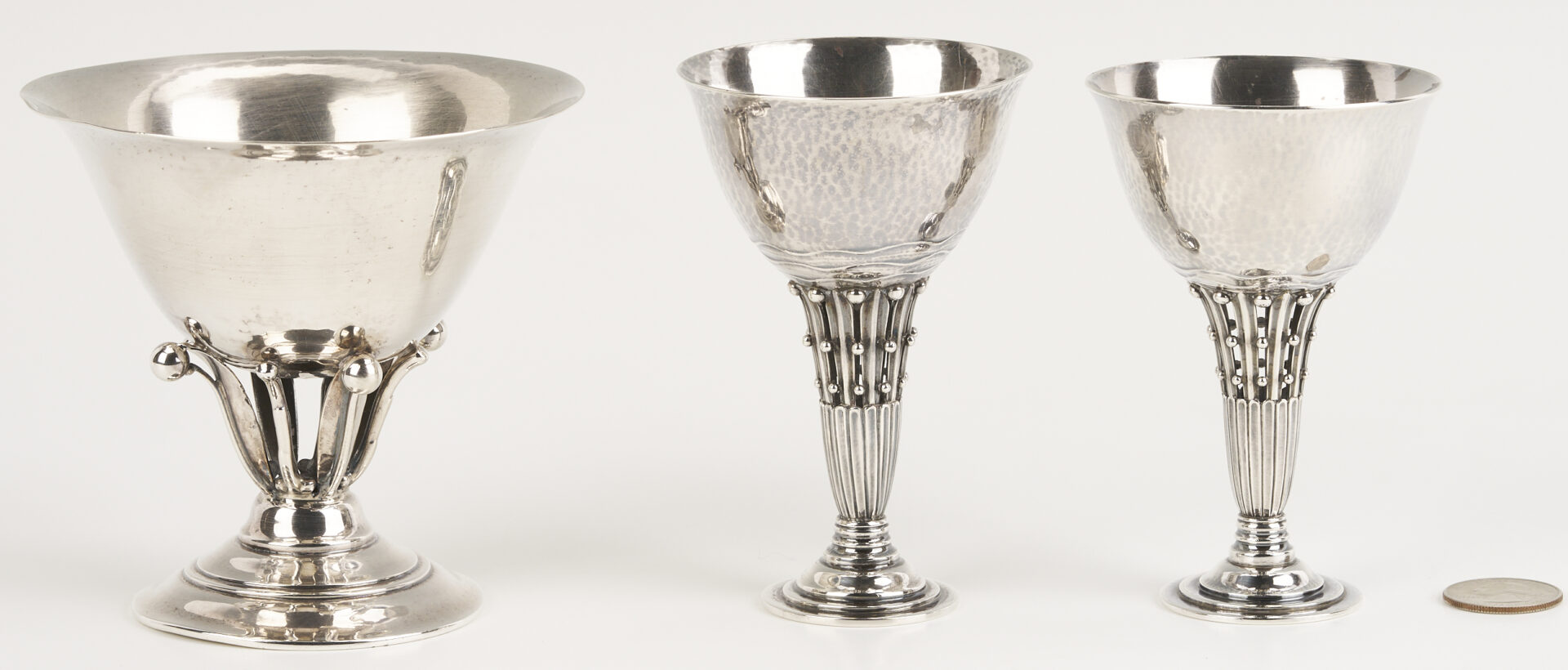 Lot 302: Georg Jensen Silver Goblets and Compote