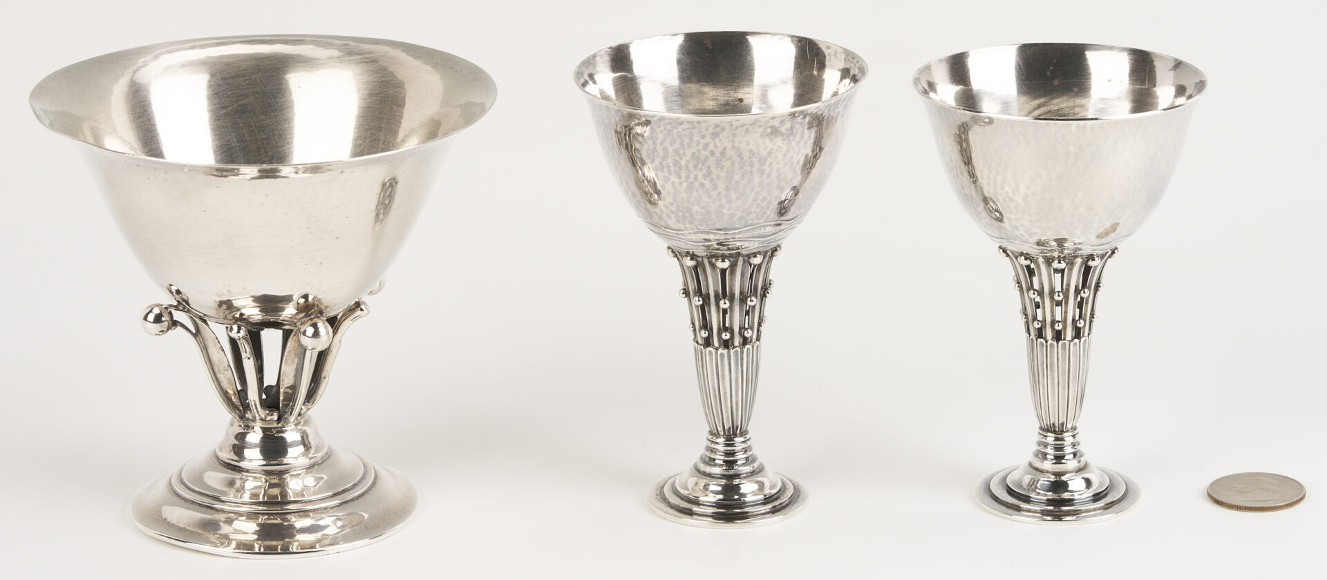 Lot 302: Georg Jensen Silver Goblets and Compote