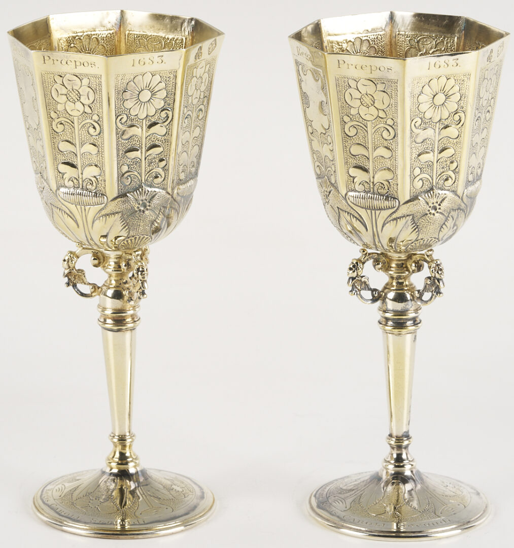 Lot 303: 2 Sterling Goblets, 17th C. Copleston Cup Replicas