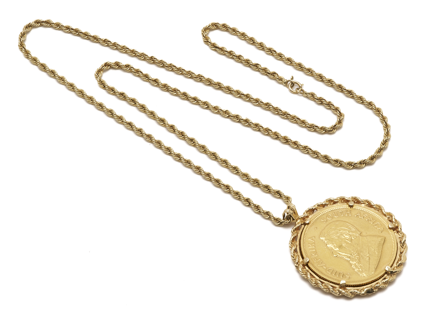 Lot 304: Krugerrand Pendant Coin with 14K Gold Necklace