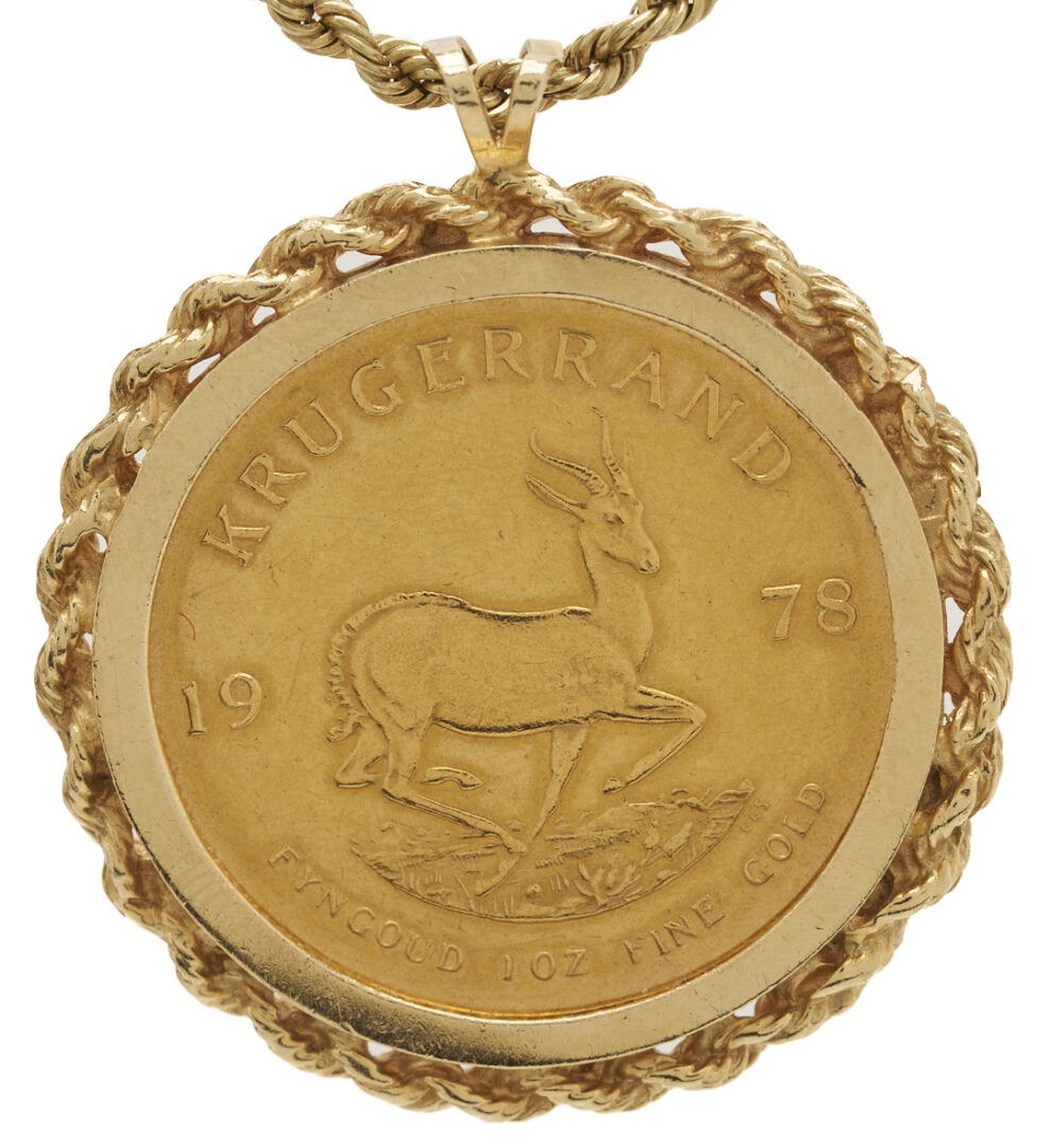Lot 304: Krugerrand Pendant Coin with 14K Gold Necklace