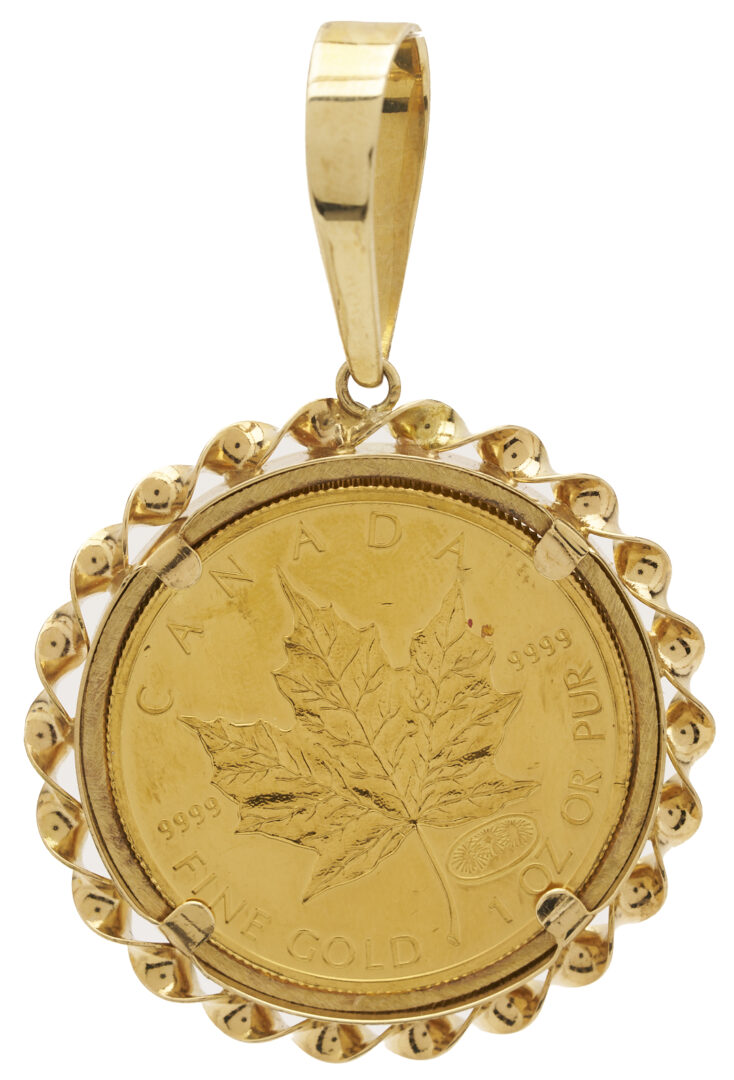 Lot 305: Queen Elizabeth Millennial Maple Gold 1 oz Troy Coin and 14K Pendant