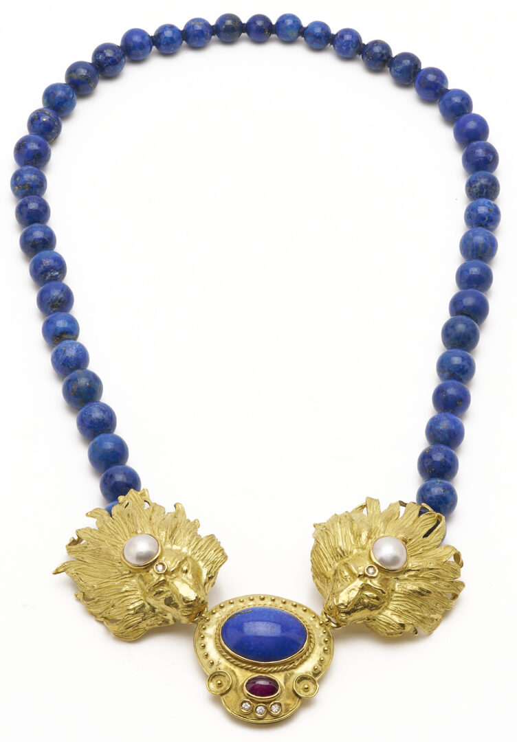 Lot 306: 18K Gold & Lapis Necklace