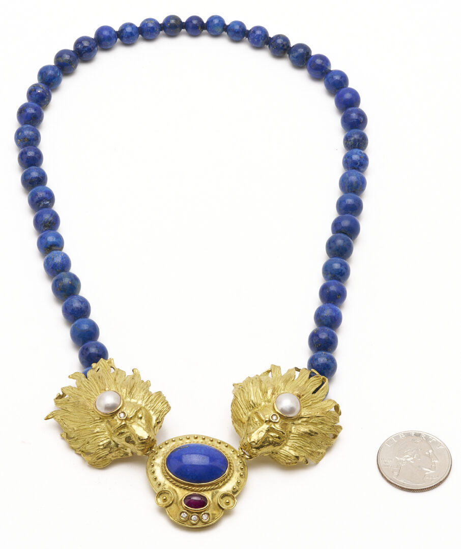 Lot 306: 18K Gold & Lapis Necklace