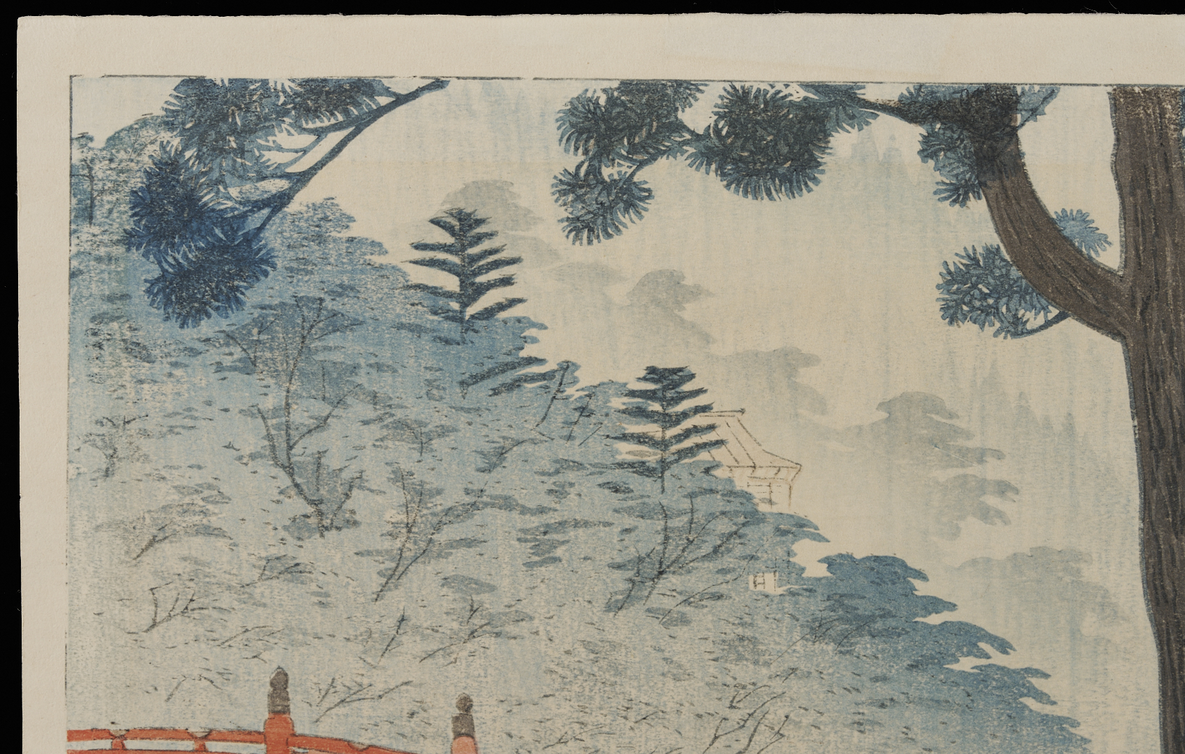 Lot 30: 2 Scarce Shiro Japanese Woodblock Prints, Hazy Evening at Shinobazu Pond & Nikko Bridge