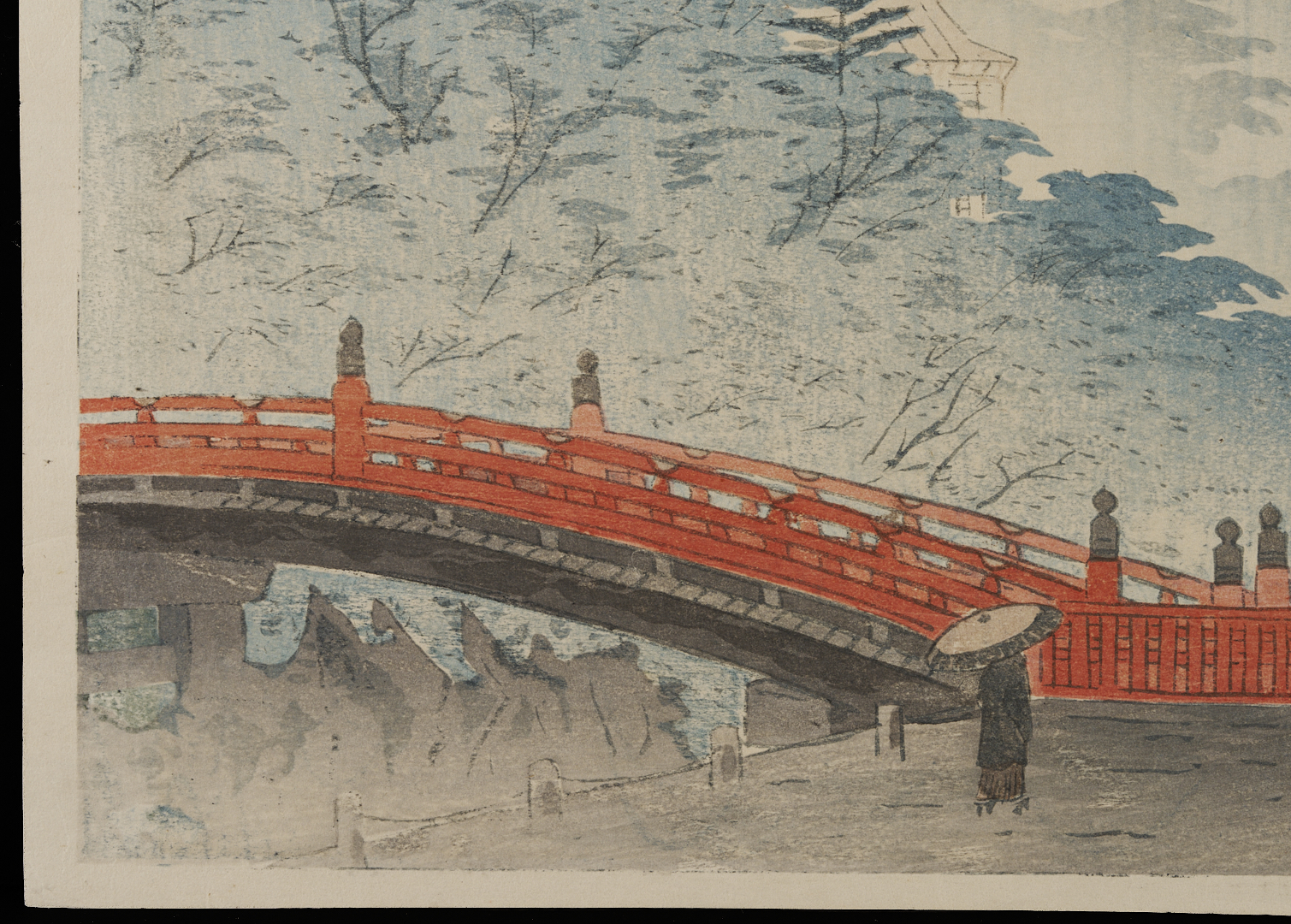 Lot 30: 2 Scarce Shiro Japanese Woodblock Prints, Hazy Evening at Shinobazu Pond & Nikko Bridge