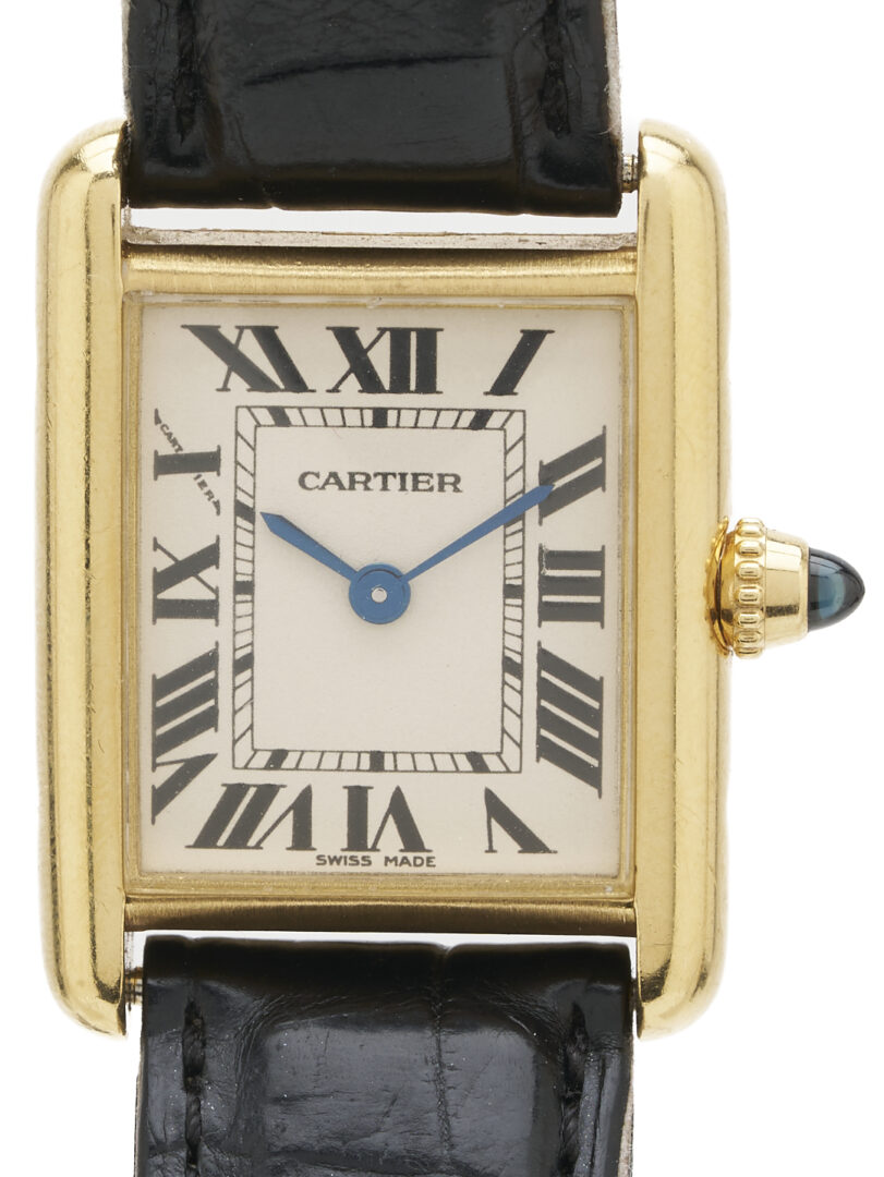 Lot 312: Ladies’ Cartier 18K Tank Watch
