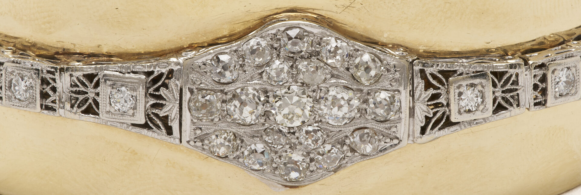 Lot 314: 14K Gold, Platinum, & Diamond Cuff Bracelet