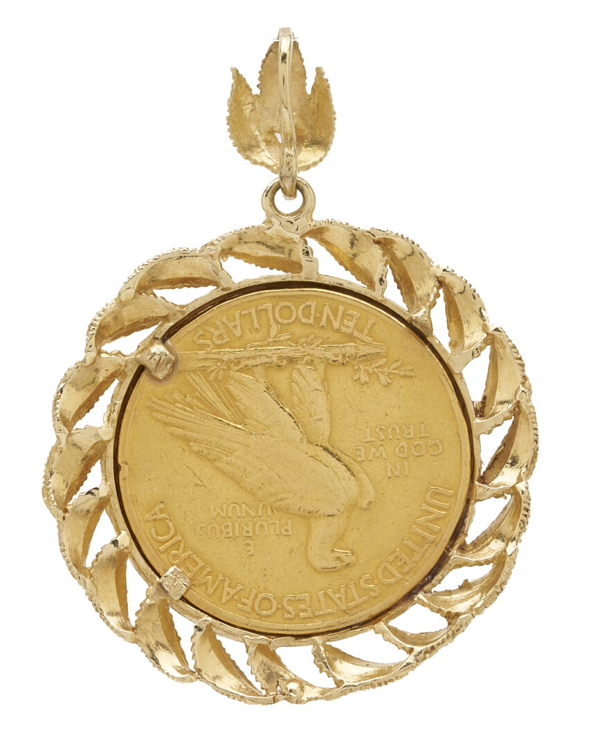 Lot 318: 1912 Indian Eagle $10 Gold Coin w/ 14K Bezel