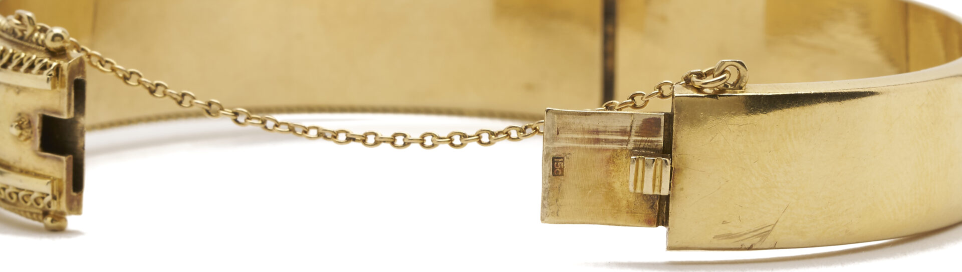 Lot 320: 15K Gold Victorian Sapphire & Pearl Cuff Bracelet