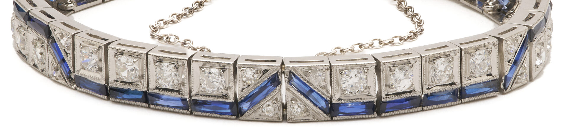 Lot 323: Platinum, Diamond, & Sapphire Art Deco Bracelet