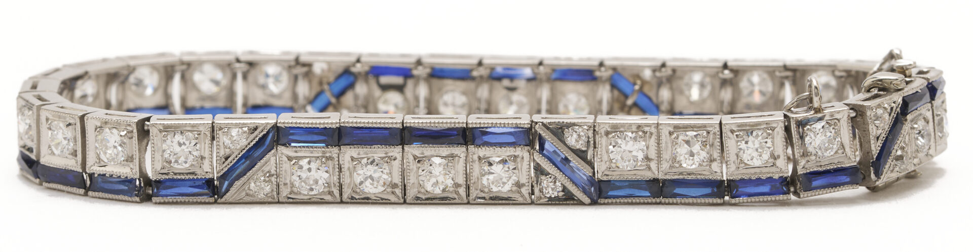 Lot 323: Platinum, Diamond, & Sapphire Art Deco Bracelet